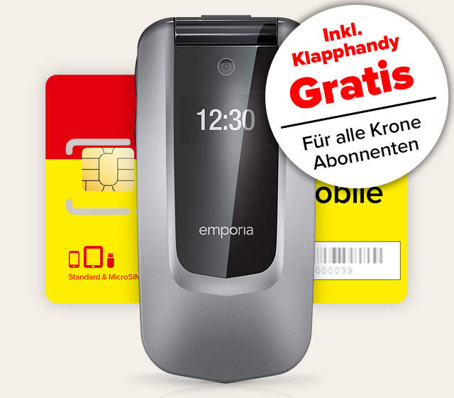 Komplettpaket mit Emporia Comfort Klapphandy und Sprach-Tarif Plus für Abonnenten