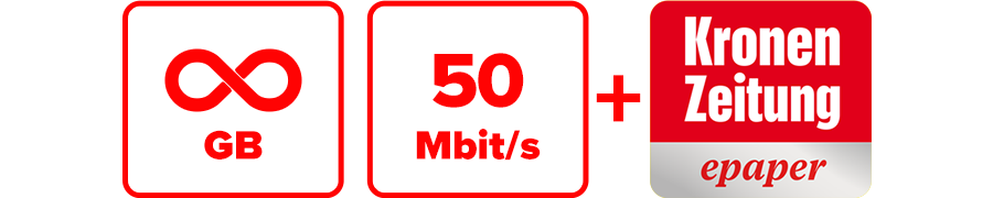 Inklusive unbegrenzte GB, 50 Mbit/s und Krone ePaper