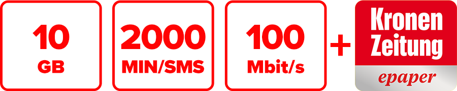Inklusive 10 GB, 2000 MIN/SMS, 100 Mbit/s und Krone ePaper