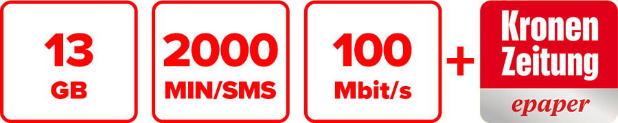 Inklusive 13 GB, 2000 MIN/SMS, 100 Mbit/s und Krone ePaper