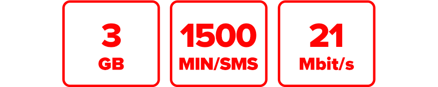 Inklusive 3 GB, 1.500 MIN/SMS und 21 Mbit/s