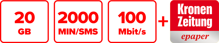 Inklusive 20 GB, 2000 MIN/SMS, 100 Mbit/s und Krone ePaper