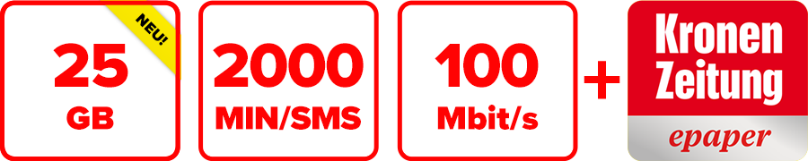 Inklusive 25 GB, 2000 MIN/SMS, 100 Mbit/s und Krone ePaper