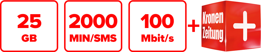 Inklusive 25 GB, 2000 MIN/SMS, 100 Mbit/s und Krone ePaper