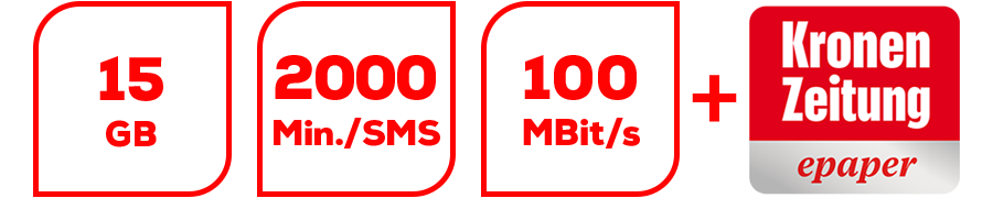 Inklusive 15 GB, 2000 Min./SMS, 100 MBit/s und Krone ePaper