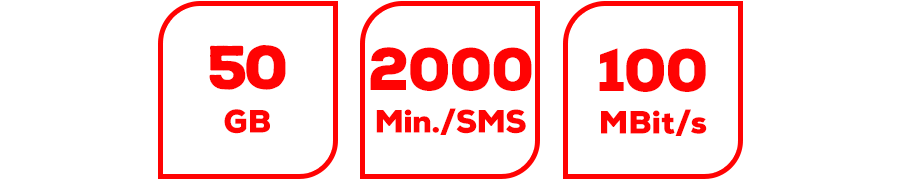 Inklusive 50 GB, 2000 Min./SMS und 100 MBit/s